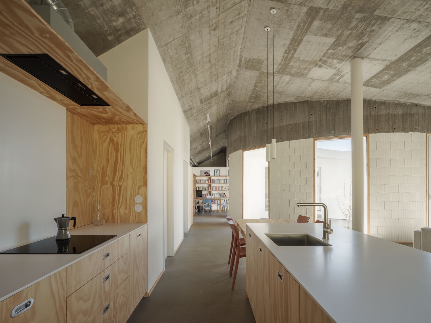 Restrained interior with light gathered from the south and west glazing
