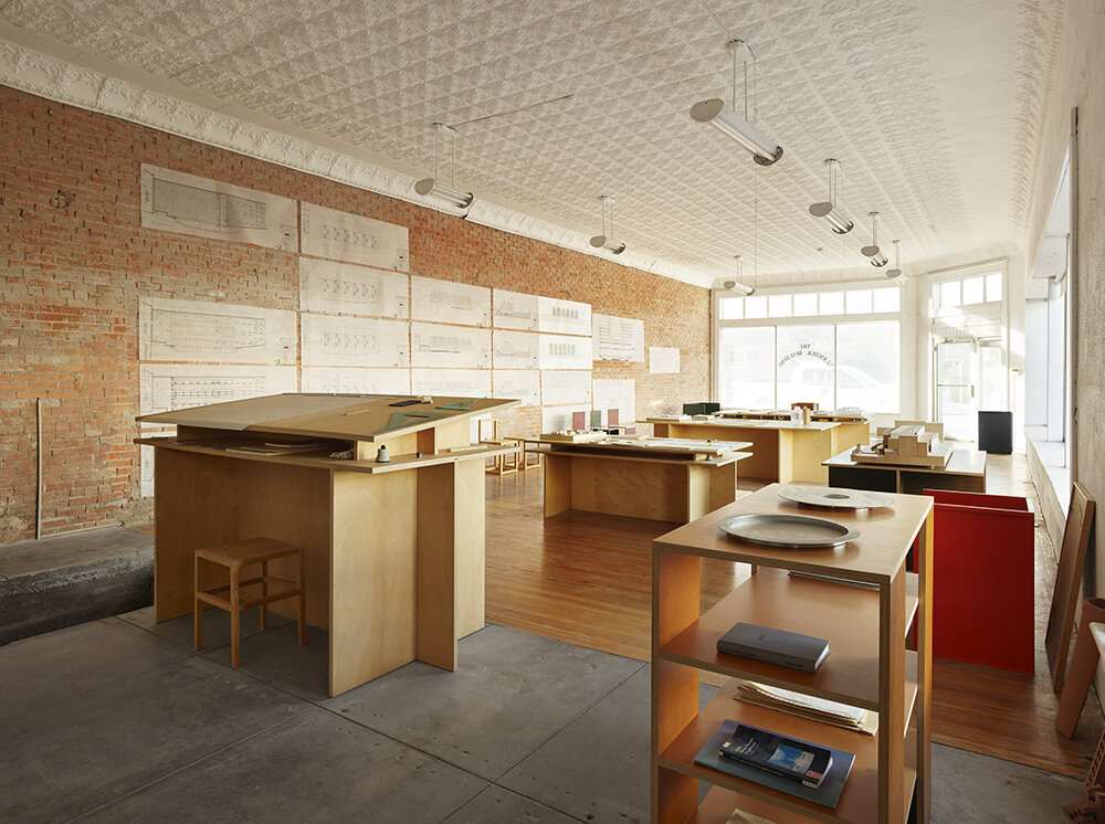 Detail of the restored Architecture Office in Marfa