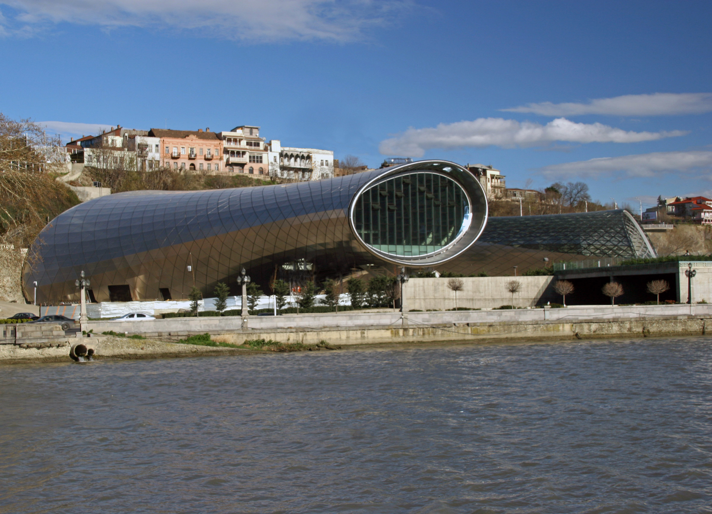The tubular Rike Concert Hall by Studio Fuksas, lying in Tbilisi Rike Park