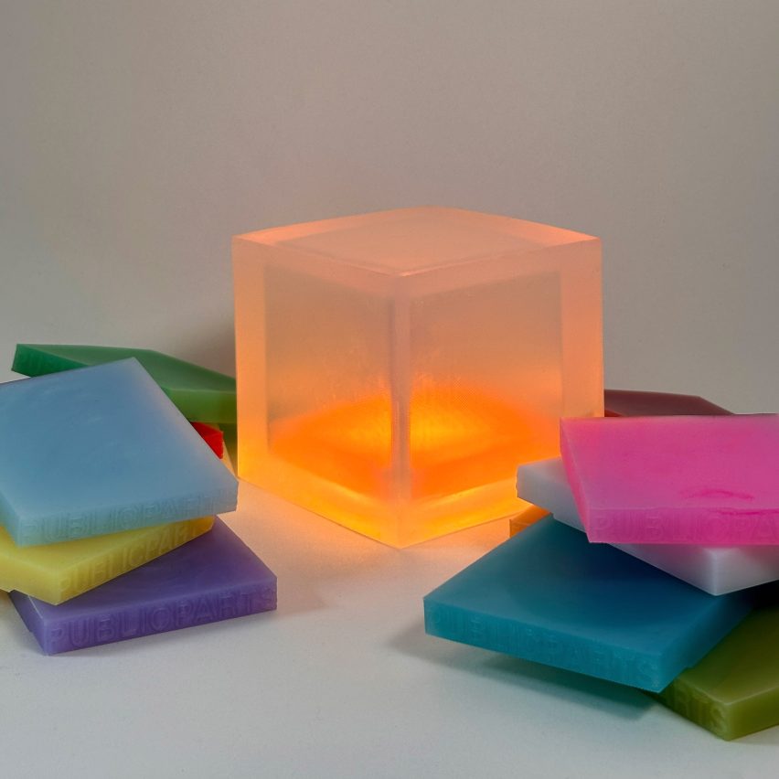 The Gel Lamp, a cast silicone cube by Billy Easter for Public Parts