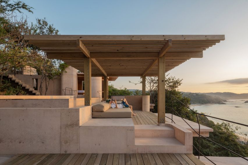 Looking out from the house, perched on its inhabited concrete columns