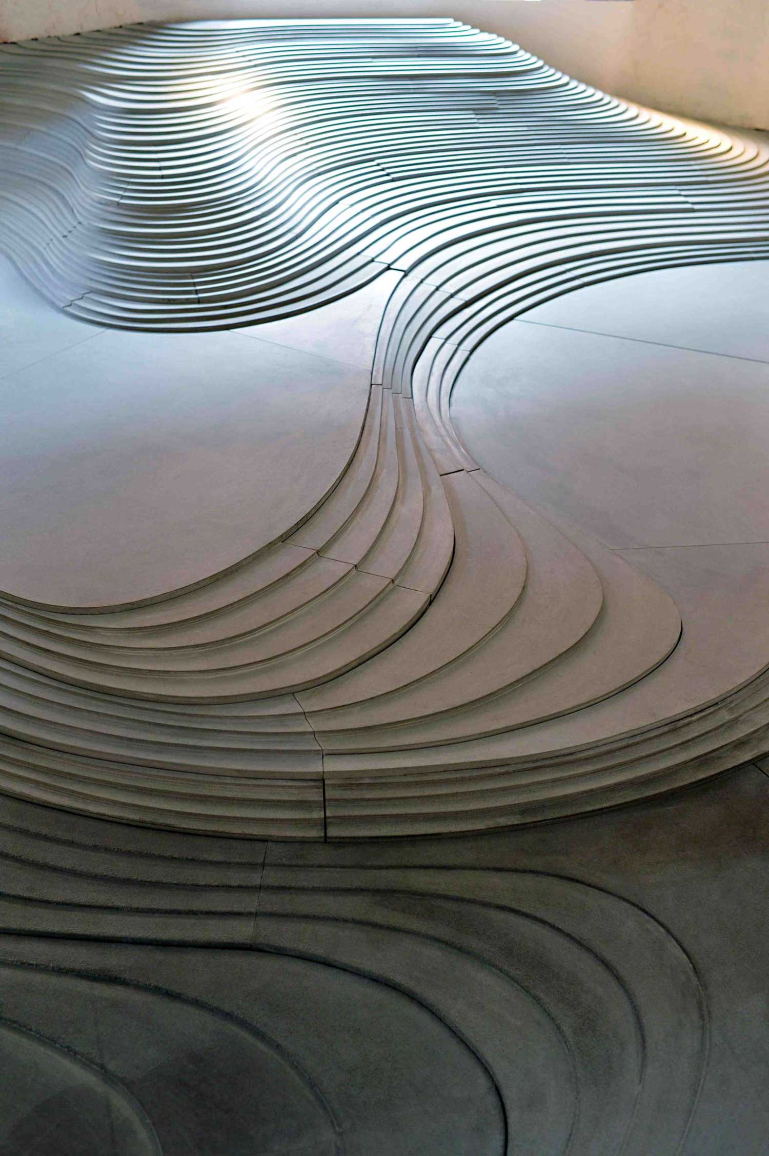 Naturescape by Kengo Kuma & Associates, plants, gravel and bamboo inside a Milan office building, Salone del Mobile 2013