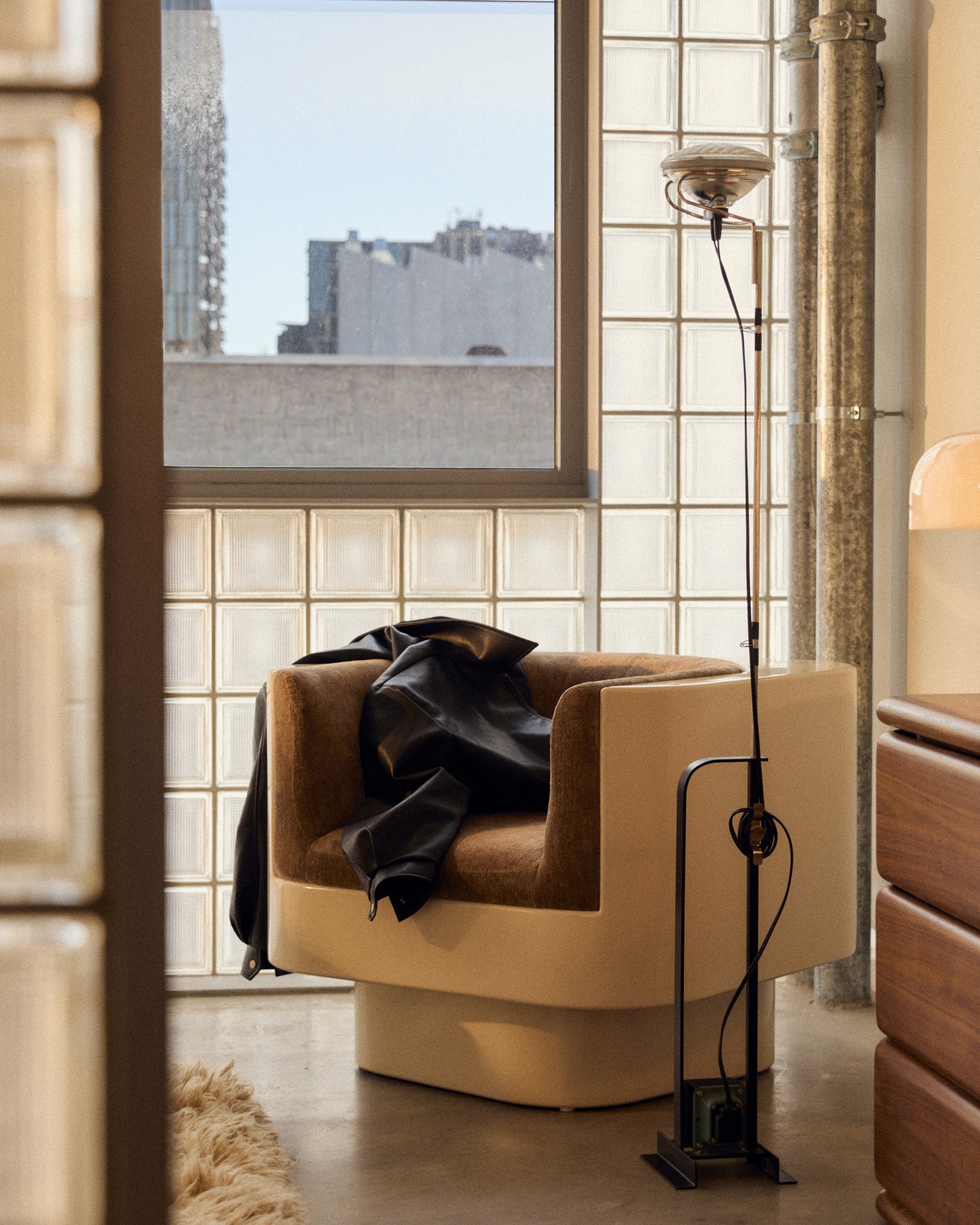 The Nico occasional chair on a polished frame