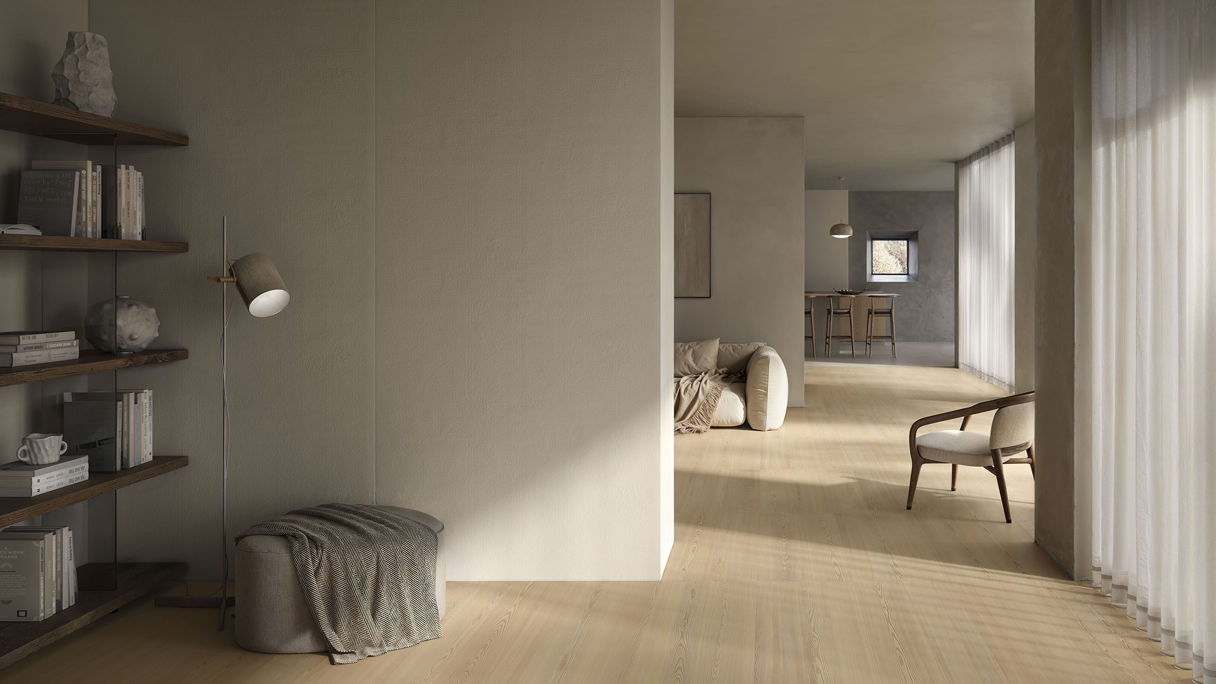 Essence wood-look porcelain tiles by Casalgrande Padana installed in an interior